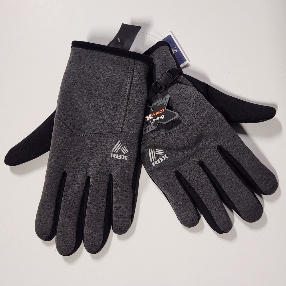 NWT RBX X-Heat Thermal Performance Gloves Gray‎ Black Touchscreen Grip S/M